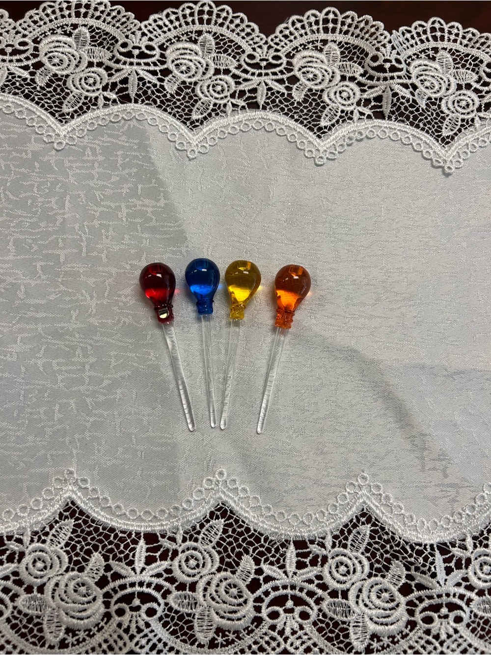 Vintage Art Glass Perfume Bottle Daubers Set/4 Colorful Replacement Wands 3.5”
